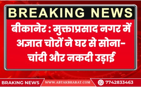बीकानेर : मुक्ताप्रसाद नगर में अज्ञात चोरों ने घर से सोना-चांदी और नकदी उड़ाई